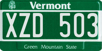 VT license plate XZD503