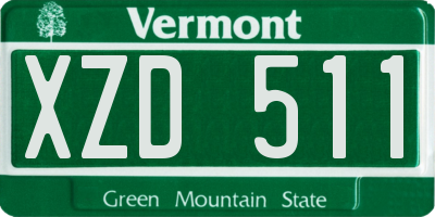 VT license plate XZD511