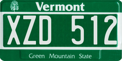 VT license plate XZD512