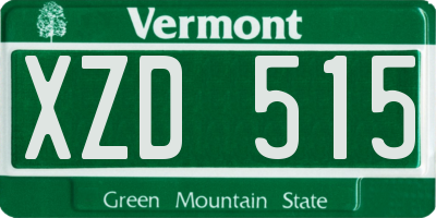 VT license plate XZD515