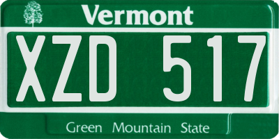 VT license plate XZD517
