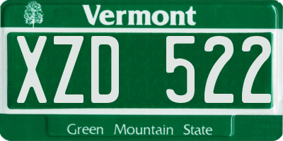 VT license plate XZD522