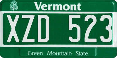 VT license plate XZD523