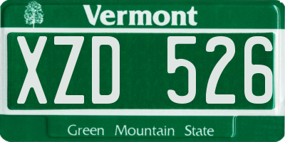 VT license plate XZD526