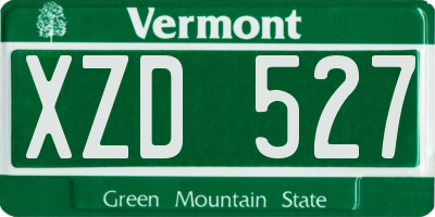VT license plate XZD527
