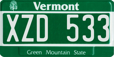 VT license plate XZD533