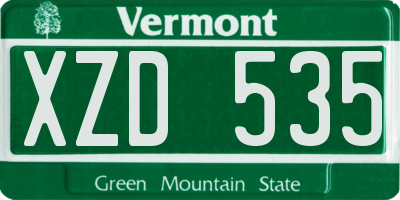 VT license plate XZD535