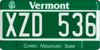 VT license plate XZD536