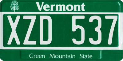 VT license plate XZD537