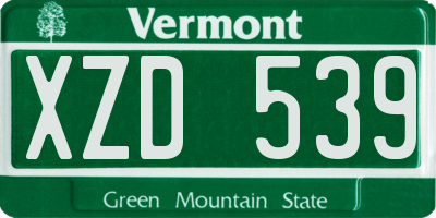 VT license plate XZD539