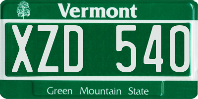 VT license plate XZD540
