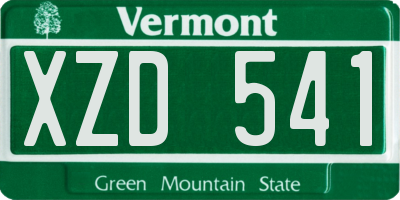 VT license plate XZD541