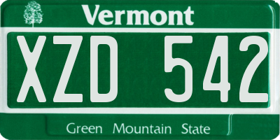VT license plate XZD542