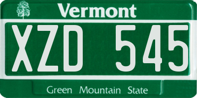VT license plate XZD545