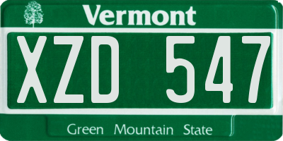 VT license plate XZD547