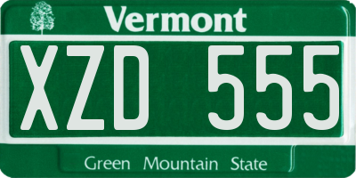 VT license plate XZD555
