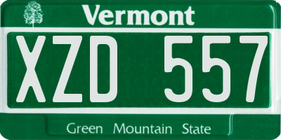 VT license plate XZD557