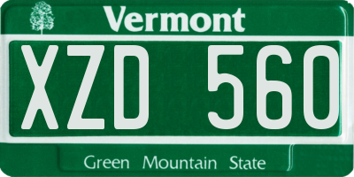 VT license plate XZD560
