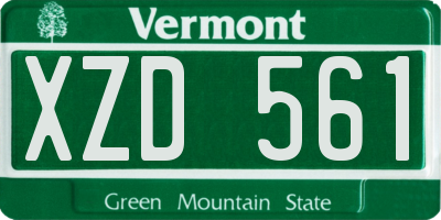 VT license plate XZD561