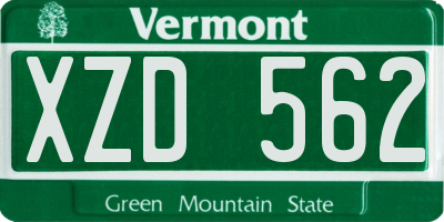 VT license plate XZD562