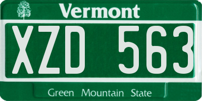 VT license plate XZD563