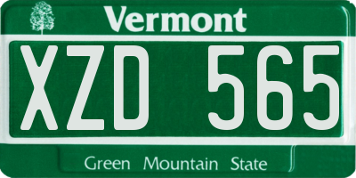 VT license plate XZD565