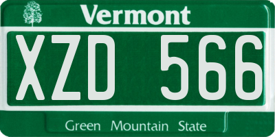 VT license plate XZD566