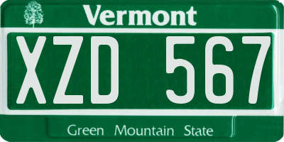 VT license plate XZD567