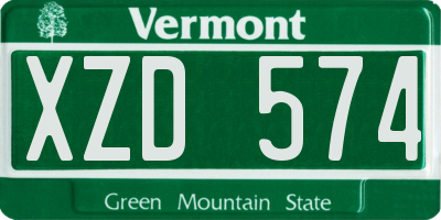 VT license plate XZD574