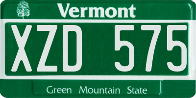 VT license plate XZD575