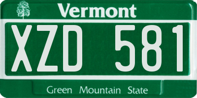 VT license plate XZD581