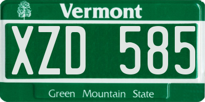 VT license plate XZD585