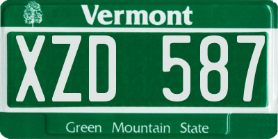 VT license plate XZD587