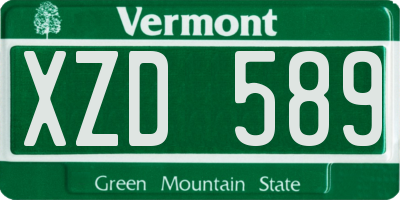 VT license plate XZD589