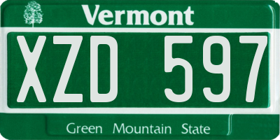 VT license plate XZD597