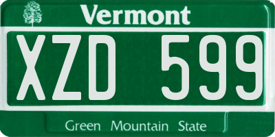 VT license plate XZD599