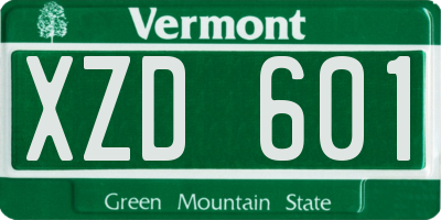 VT license plate XZD601