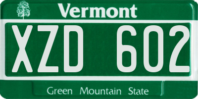 VT license plate XZD602