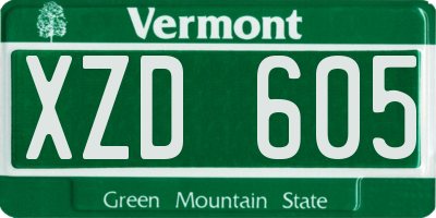 VT license plate XZD605