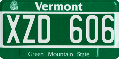 VT license plate XZD606