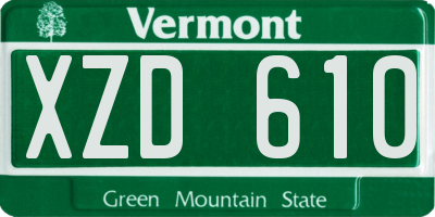 VT license plate XZD610
