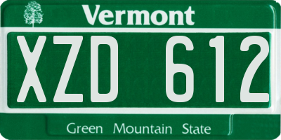 VT license plate XZD612