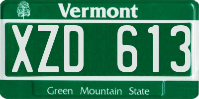 VT license plate XZD613