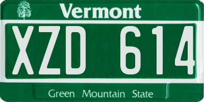 VT license plate XZD614