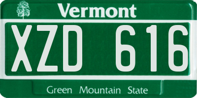 VT license plate XZD616
