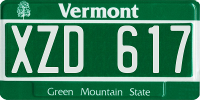 VT license plate XZD617