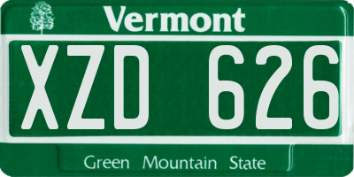 VT license plate XZD626