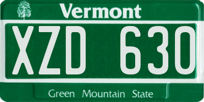 VT license plate XZD630