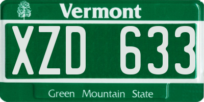 VT license plate XZD633
