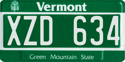 VT license plate XZD634